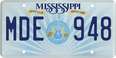 MS license plate MDE948