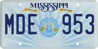 MS license plate MDE953