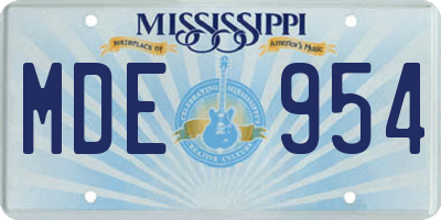 MS license plate MDE954