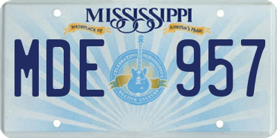 MS license plate MDE957