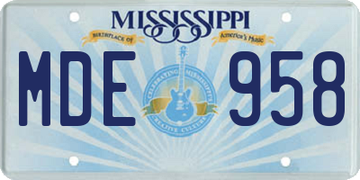 MS license plate MDE958