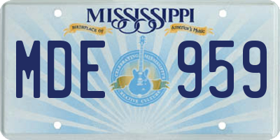 MS license plate MDE959