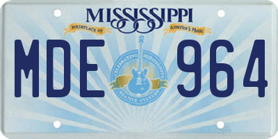 MS license plate MDE964