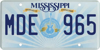 MS license plate MDE965