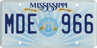 MS license plate MDE966