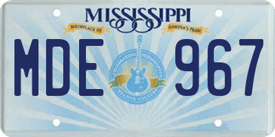 MS license plate MDE967