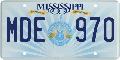 MS license plate MDE970
