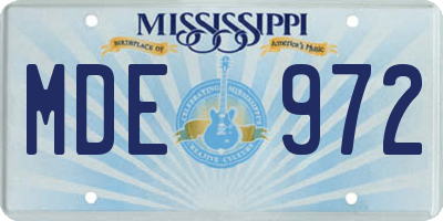 MS license plate MDE972