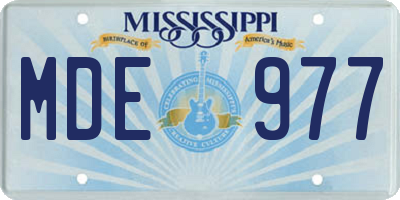 MS license plate MDE977
