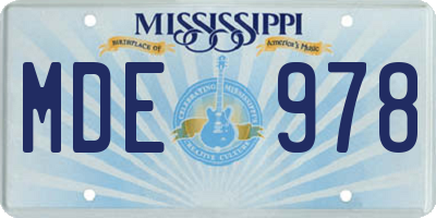 MS license plate MDE978