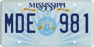 MS license plate MDE981