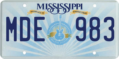 MS license plate MDE983