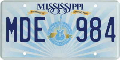 MS license plate MDE984
