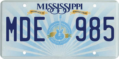 MS license plate MDE985
