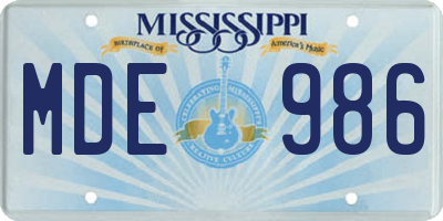 MS license plate MDE986