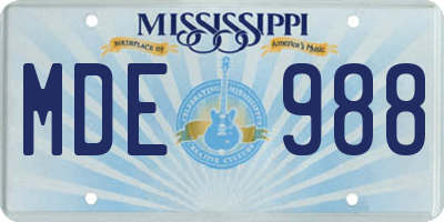 MS license plate MDE988