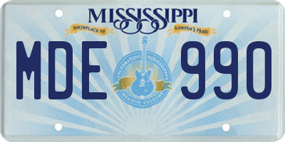 MS license plate MDE990