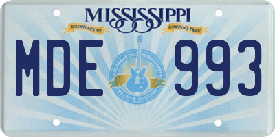 MS license plate MDE993