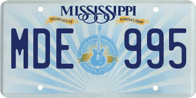 MS license plate MDE995