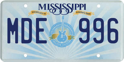 MS license plate MDE996