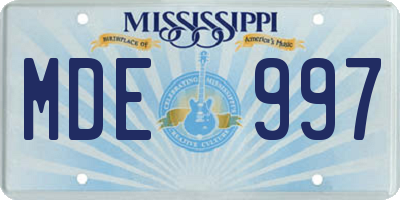 MS license plate MDE997