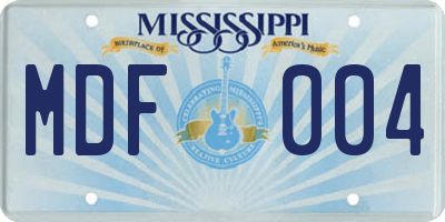 MS license plate MDF004