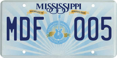 MS license plate MDF005
