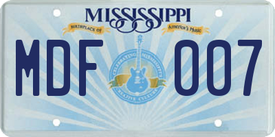 MS license plate MDF007