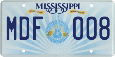 MS license plate MDF008