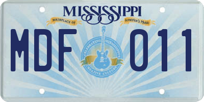 MS license plate MDF011
