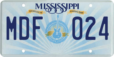 MS license plate MDF024