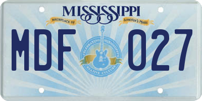 MS license plate MDF027