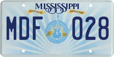 MS license plate MDF028
