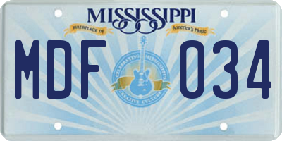 MS license plate MDF034
