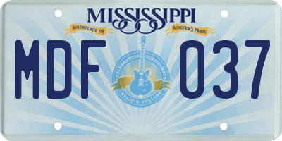 MS license plate MDF037