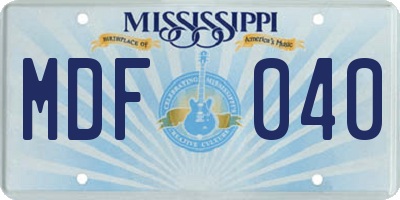 MS license plate MDF040