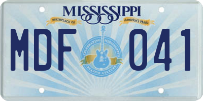 MS license plate MDF041