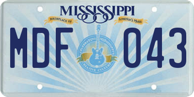 MS license plate MDF043