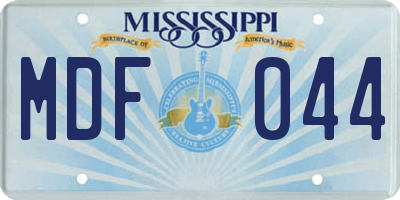 MS license plate MDF044