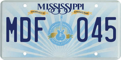 MS license plate MDF045
