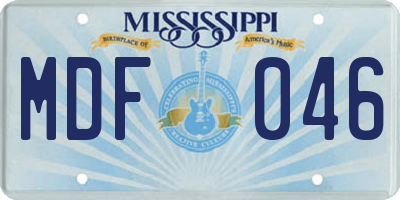 MS license plate MDF046