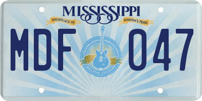 MS license plate MDF047
