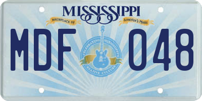 MS license plate MDF048