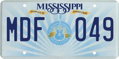 MS license plate MDF049