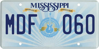 MS license plate MDF060