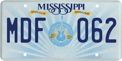 MS license plate MDF062