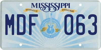 MS license plate MDF063