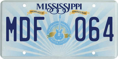 MS license plate MDF064
