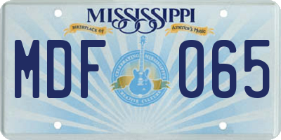 MS license plate MDF065