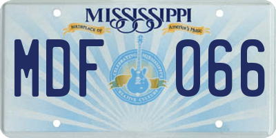 MS license plate MDF066